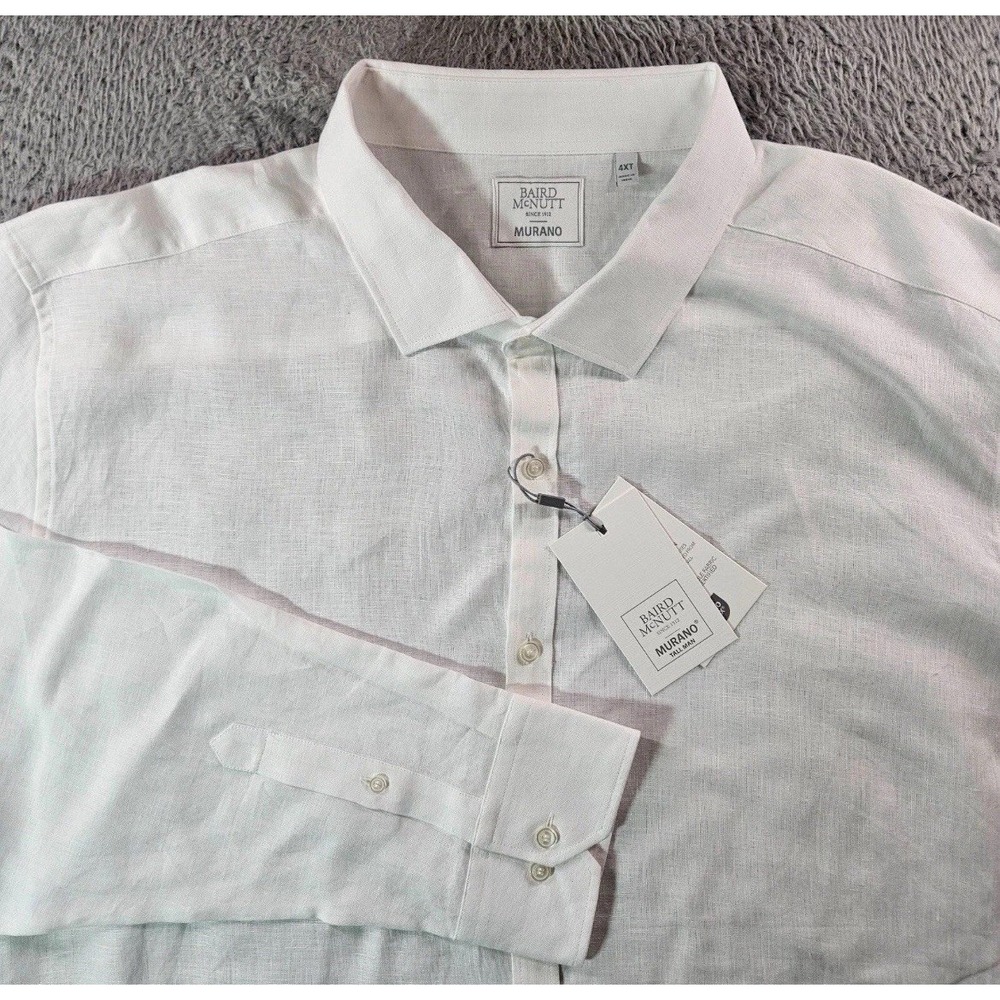 New Murano Baird McNutt 100% New Linen Shirt Big & Tall 4XT White LS $99
